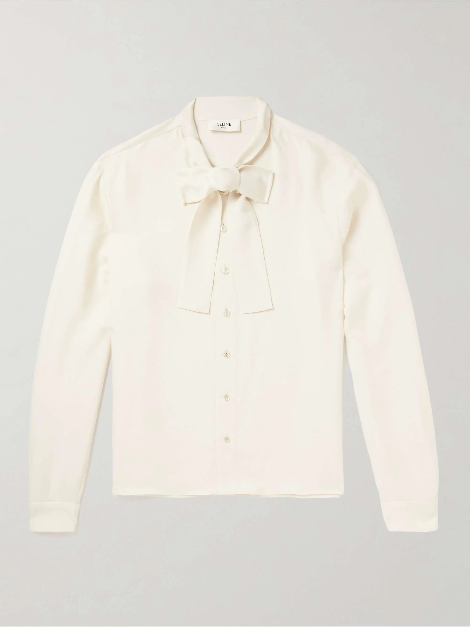 CELINE  |Silk Long Sleeves Plain Front Button Luxury Shirts