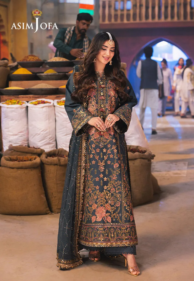 Chamkeeli by Asim Jofa Embroidered Twisted Silk Unstitched 3Pc Suit AJKK-09