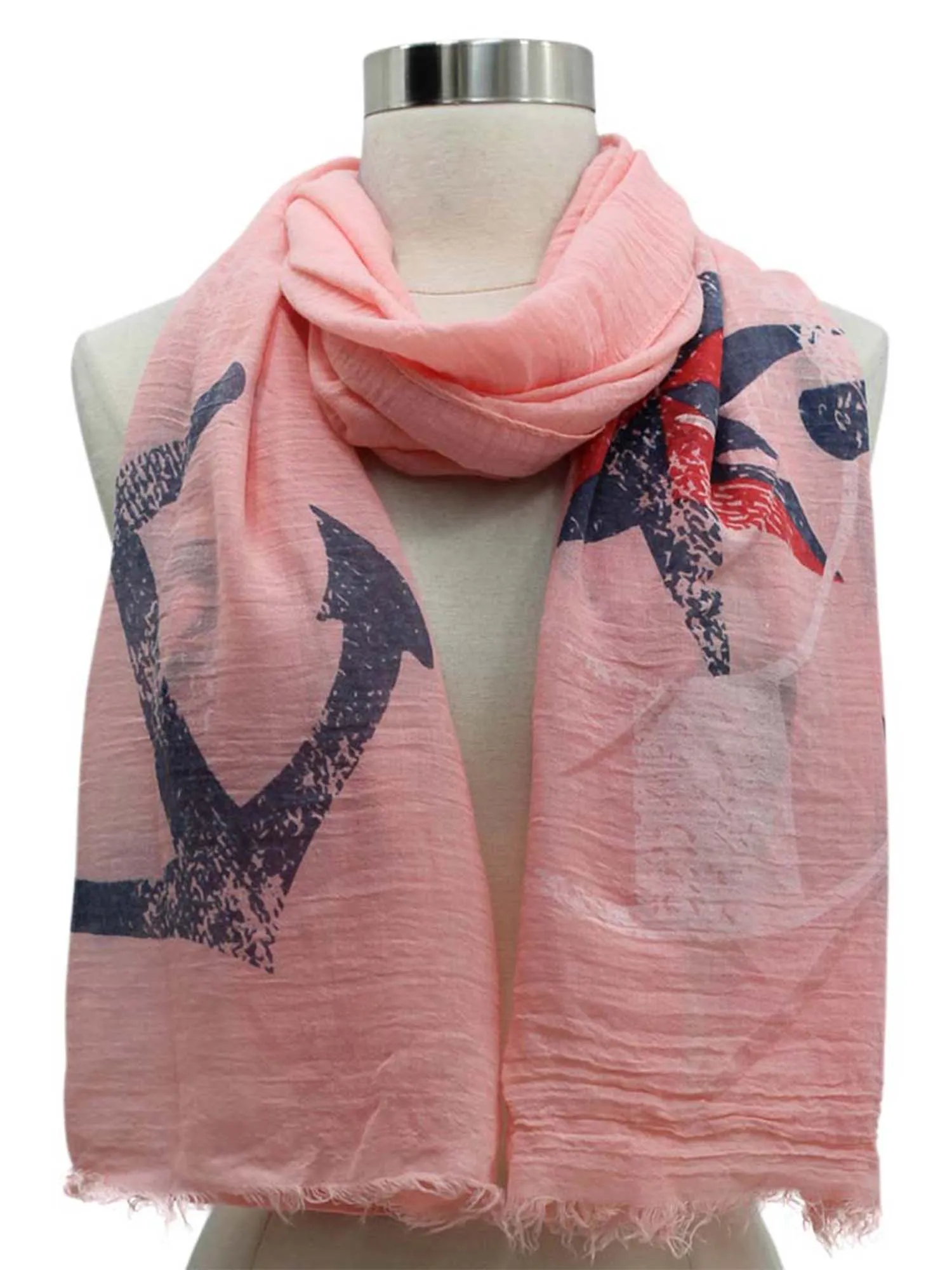 Colorful Anchor & Compass Print Lightweight Scarf