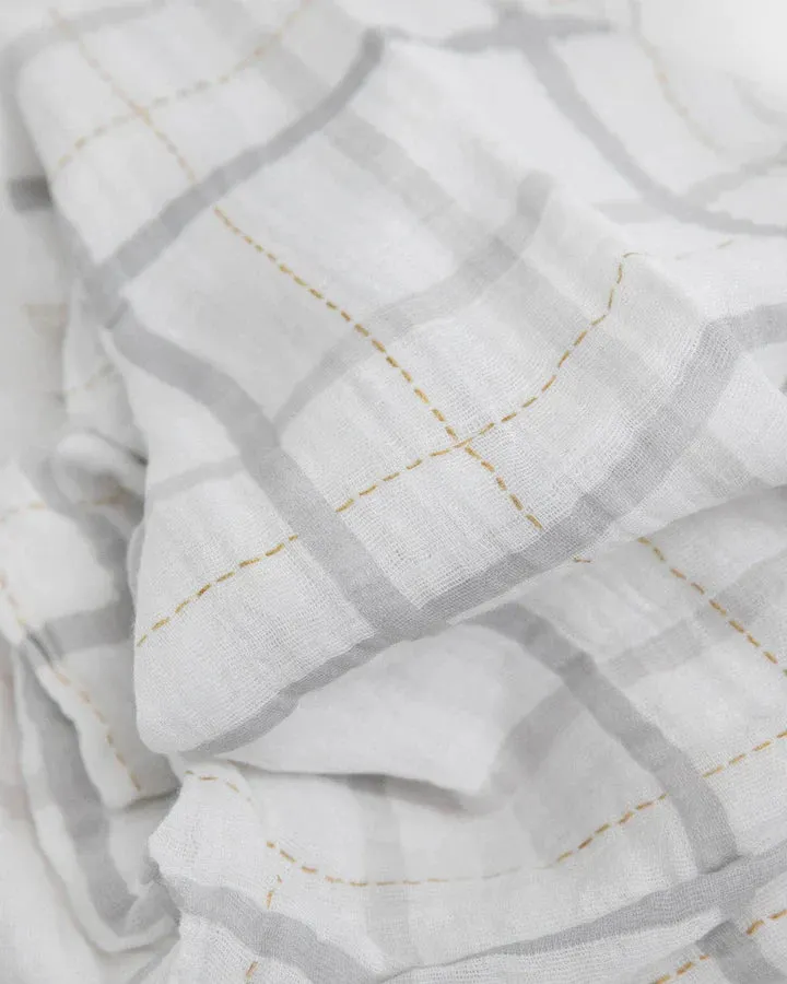 Cotton Swaddle, Grey Plaid