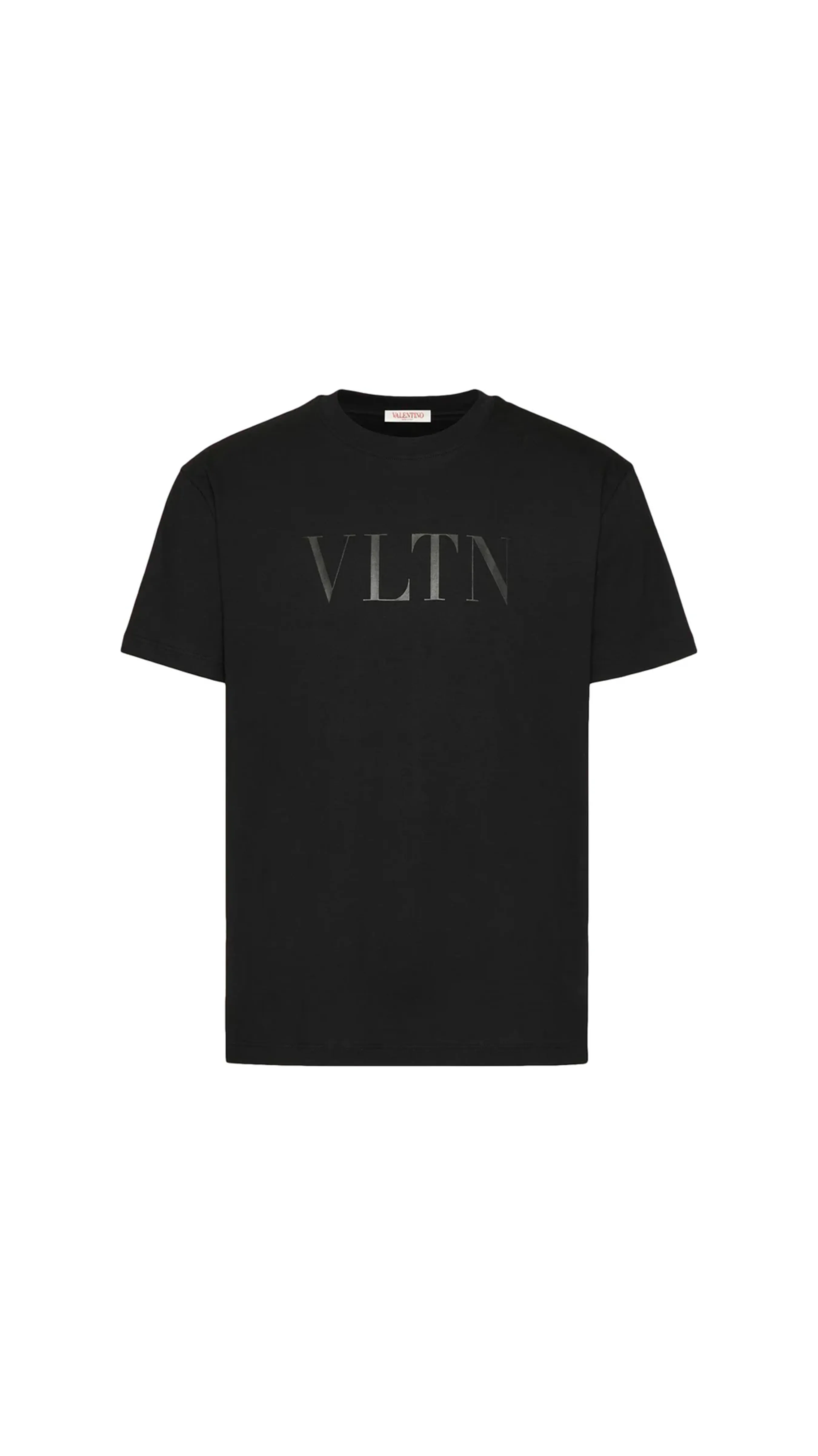 Cotton T-shirt with Vlogo Signature Patch - Black