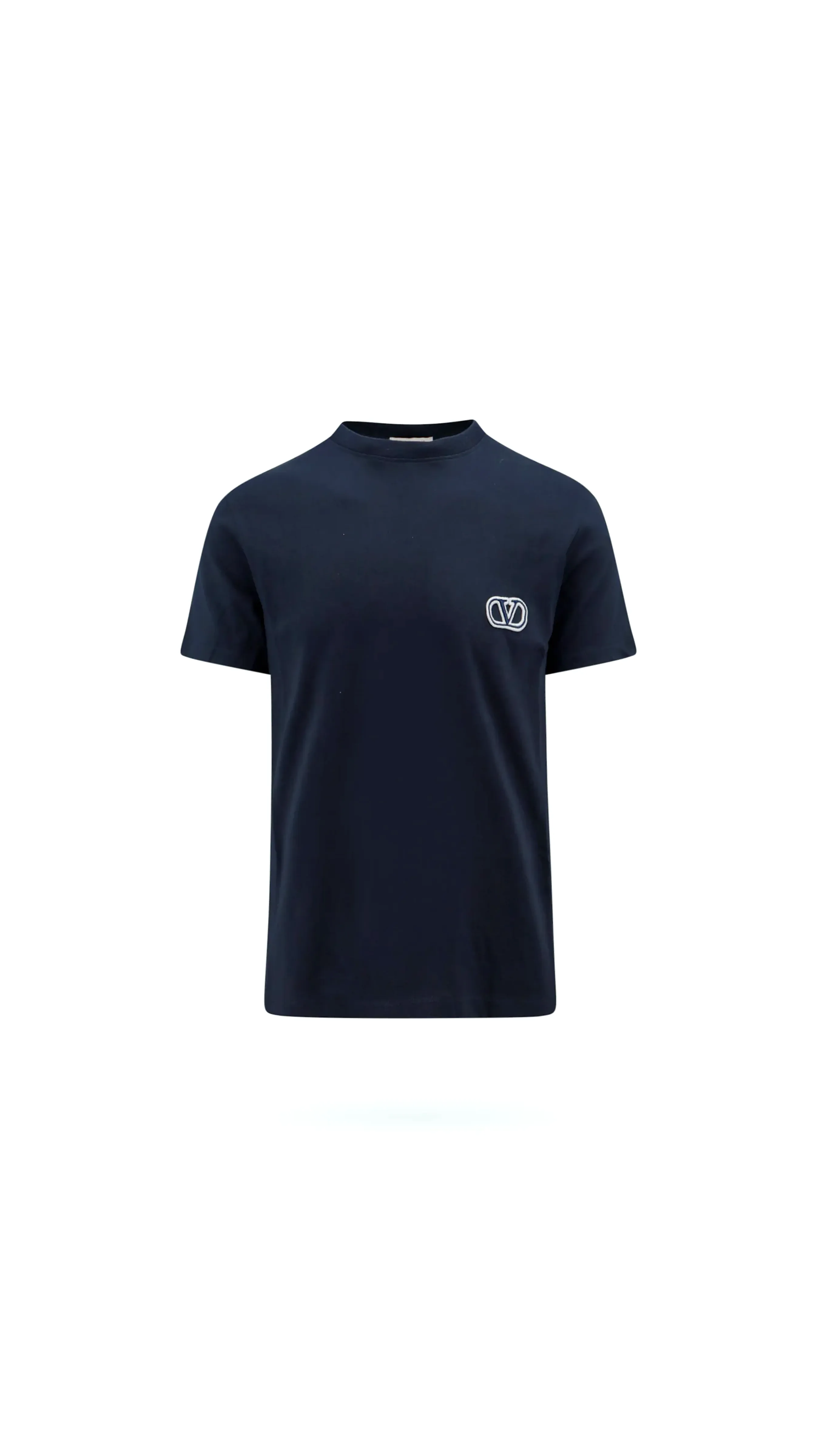 Cotton T-shirt with Vlogo Signature Patch - Blue