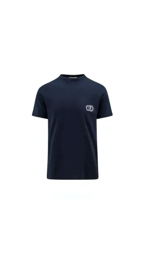 Cotton T-shirt with Vlogo Signature Patch - Blue