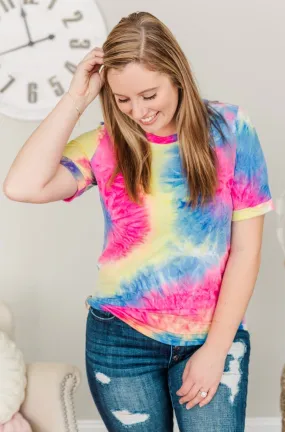 Creating Color Tie-Dye Top- Dark Blue, Yellow & Pink