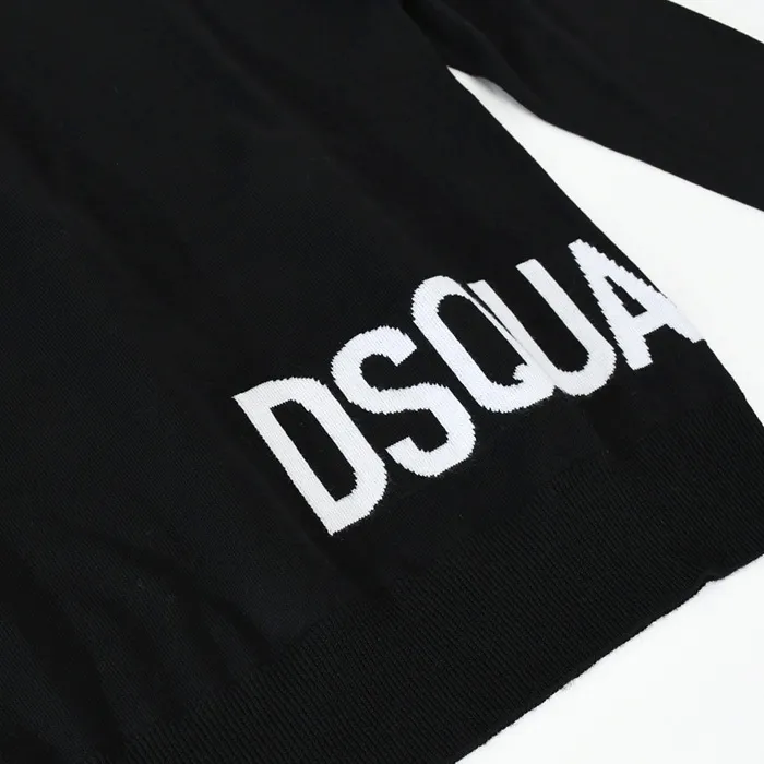 D SQUARED2  |Crew Neck Long Sleeves Plain Cotton Logo Luxury Sweaters