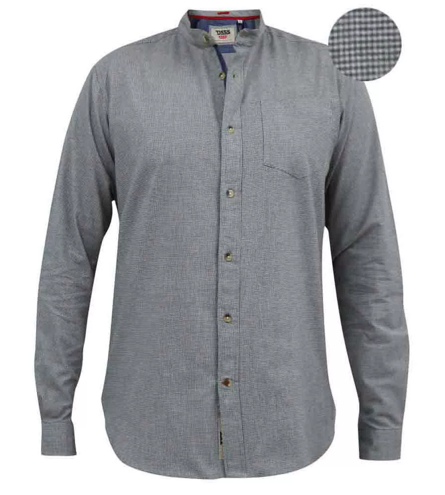 D555 Big Mens Micro Dogtooth Check Shirt With Long Sleeves (JERRY)