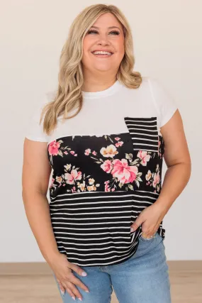 Days of Glory Patterned Top- White & Black