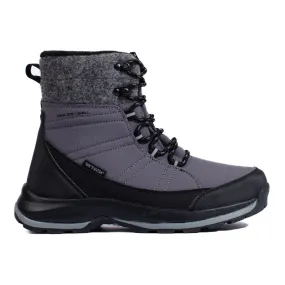 DK gray lace-up women's snow boots black