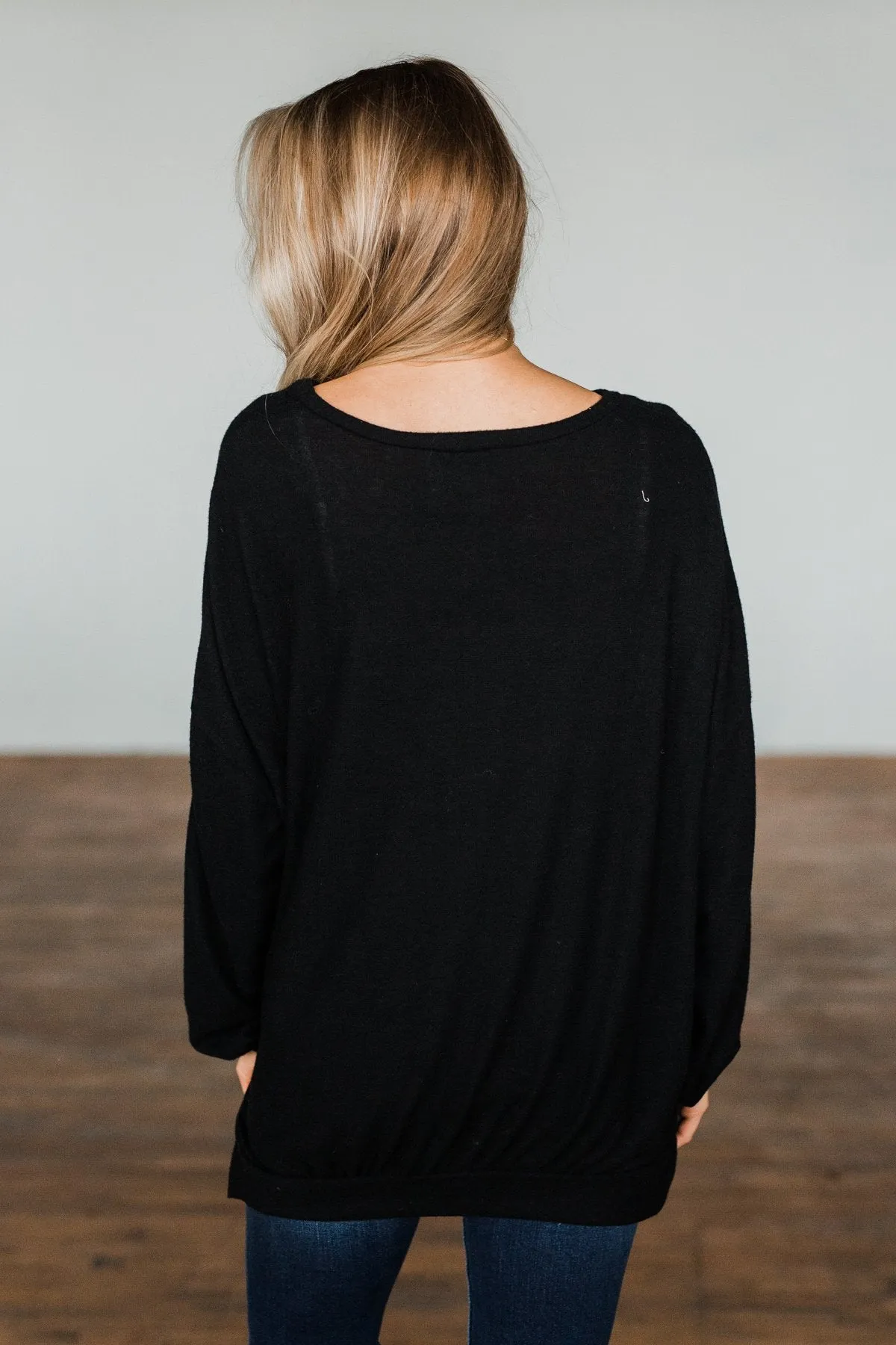 Dreaming Of The Day Oversized Pullover Top- Black