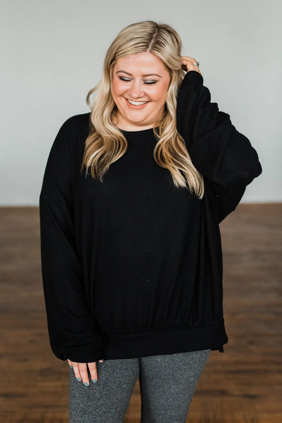 Dreaming Of The Day Oversized Pullover Top- Black