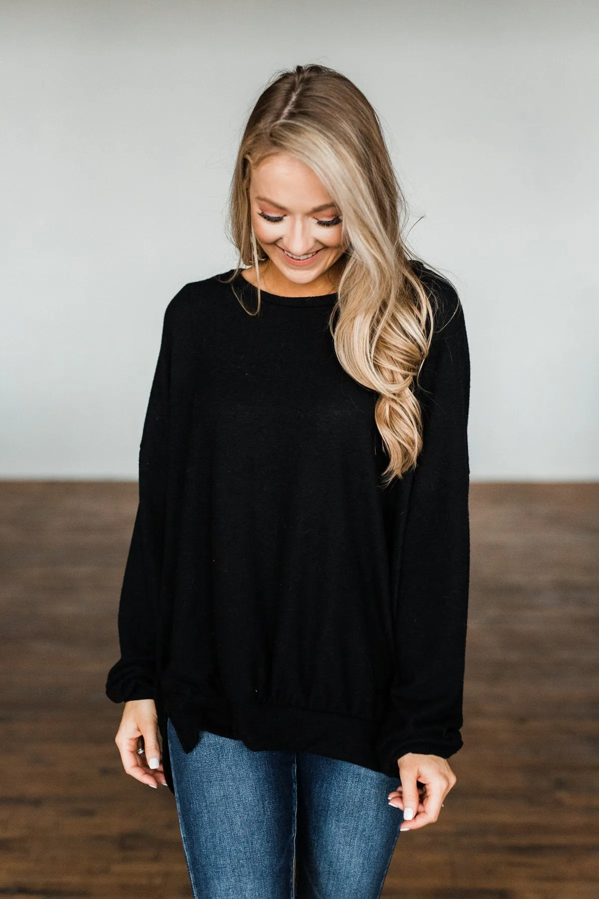 Dreaming Of The Day Oversized Pullover Top- Black