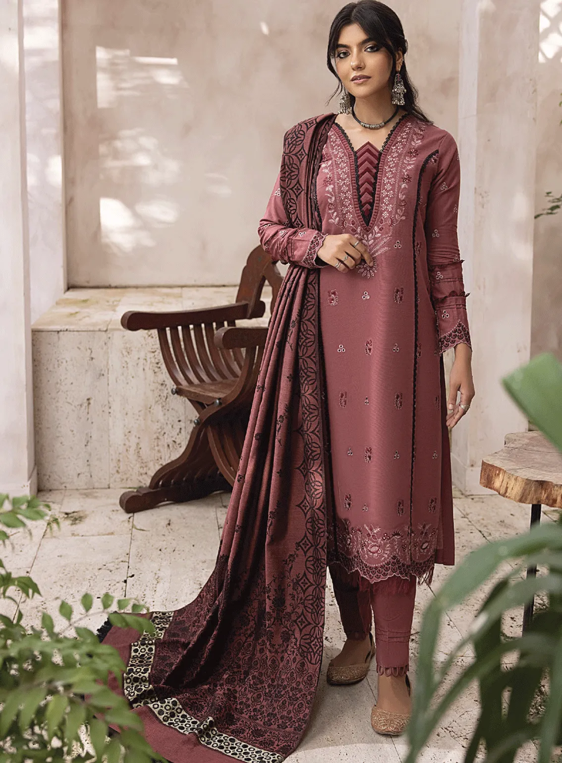 Elak By Humdum Embroidered Khaddar Unstitched 3 Piece Suit - HD23EK 01