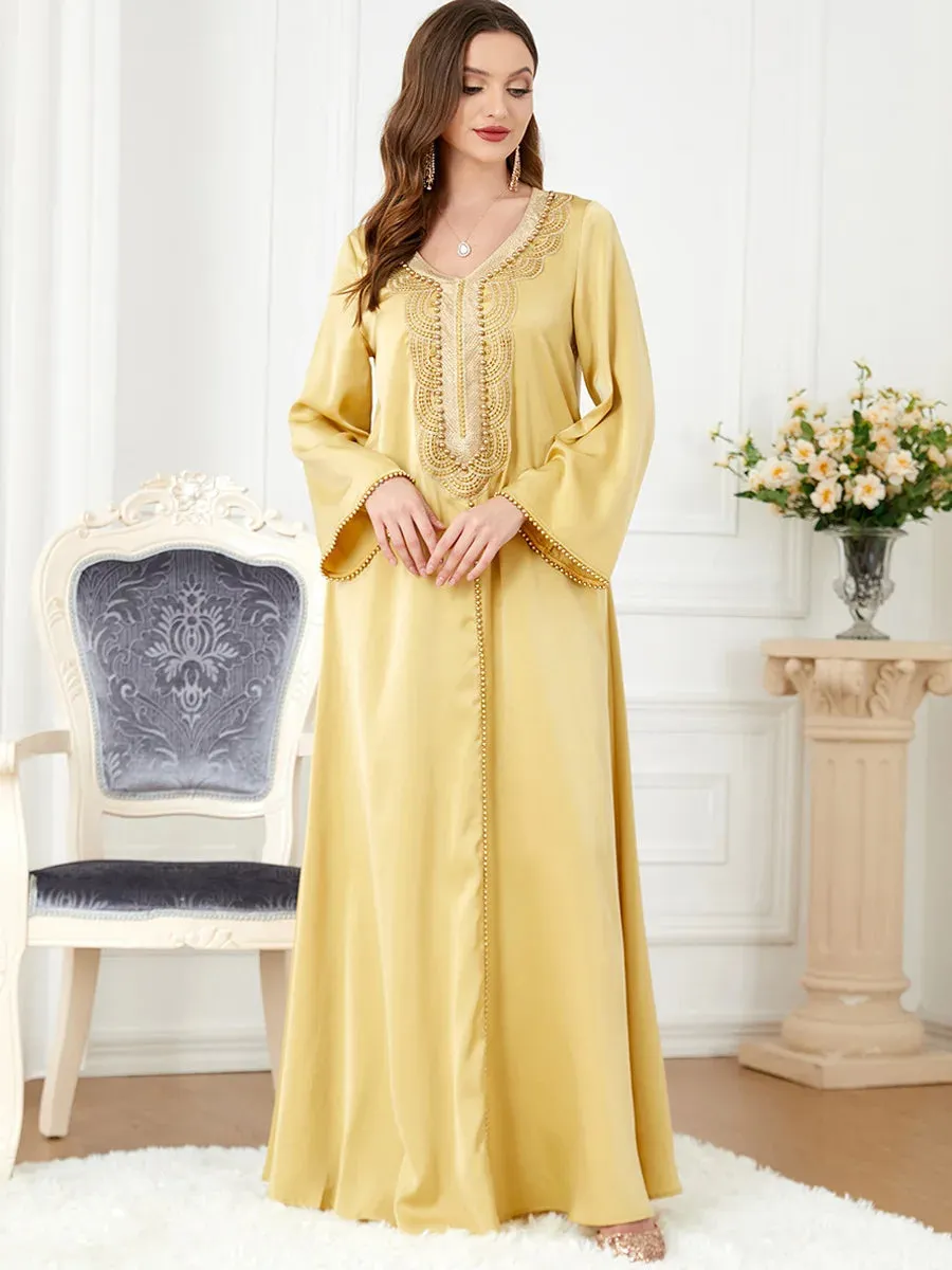 Elegant Casual Muslim Moroccan Female Long Dress