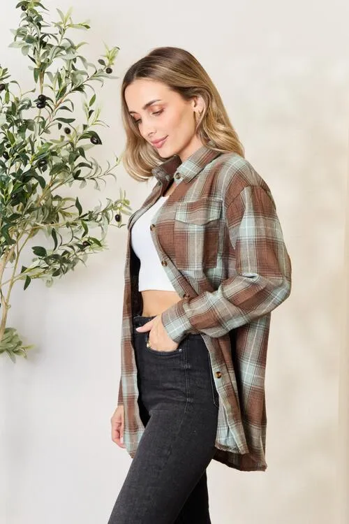 Elsa Plaid Dropped Shoulder Shirt