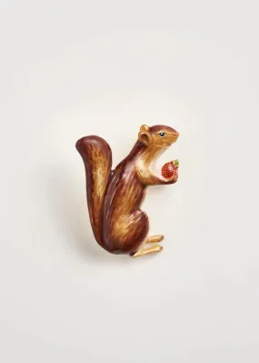 Fable England Cheeky Squirrel Brooch Brown