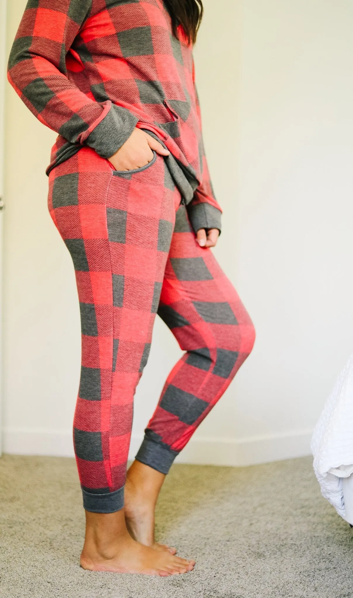 Faded Plaid Joggers - On Hand