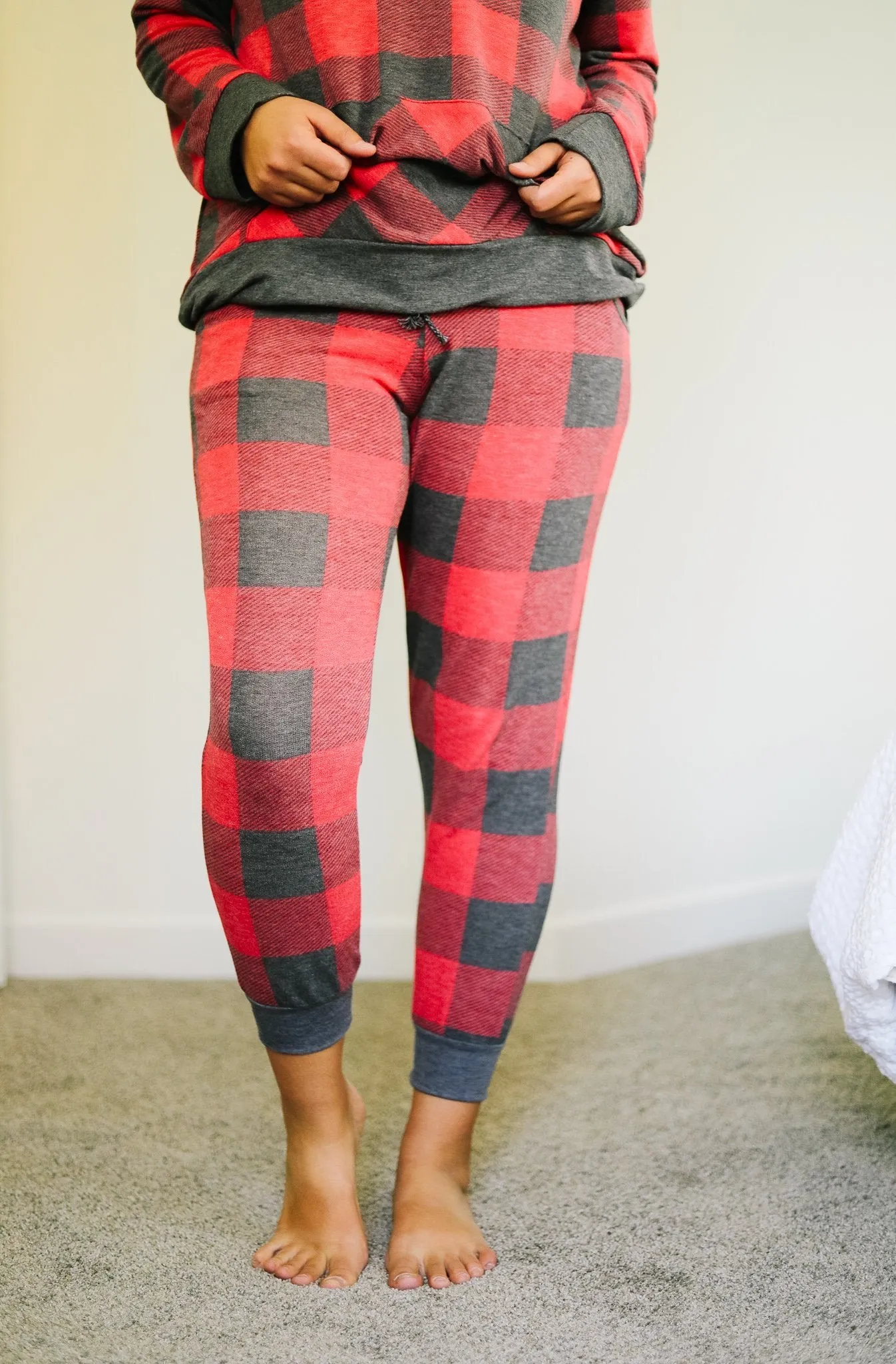 Faded Plaid Joggers - On Hand