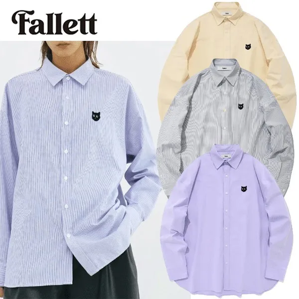 Fallett  |Stripes Unisex Street Style Long Sleeves Cotton Logo