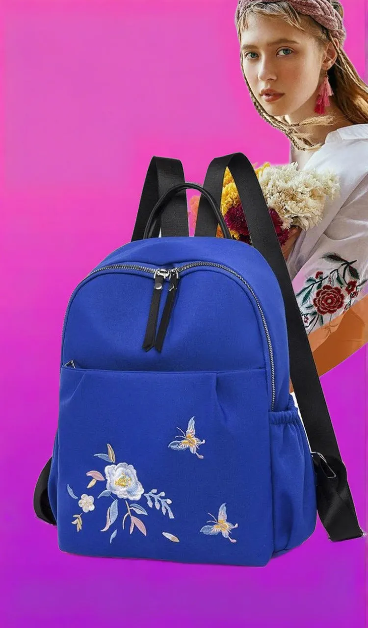 Fashion elegant embroidered flowers bags for women large capacity ladies travel backpack-SK001BB