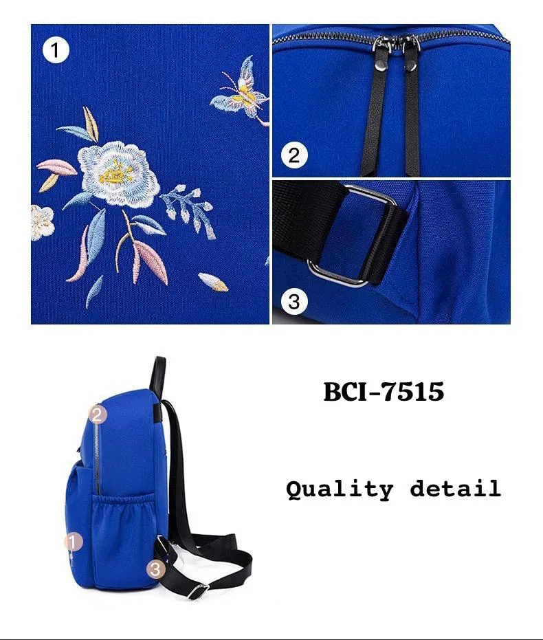 Fashion elegant embroidered flowers bags for women large capacity ladies travel backpack-SK001BB