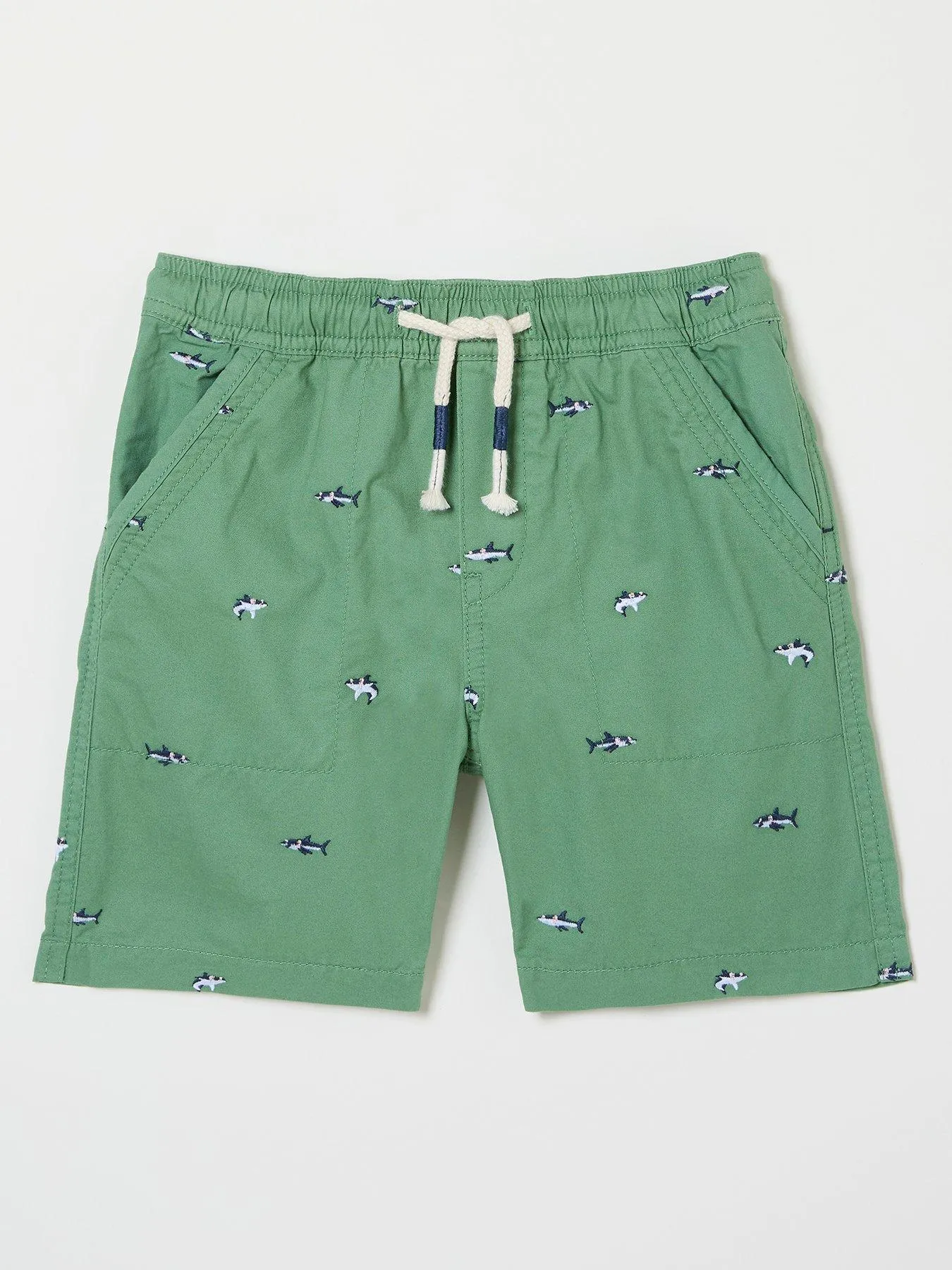 FatFace Boys Embroidered Shark Shorts - Green