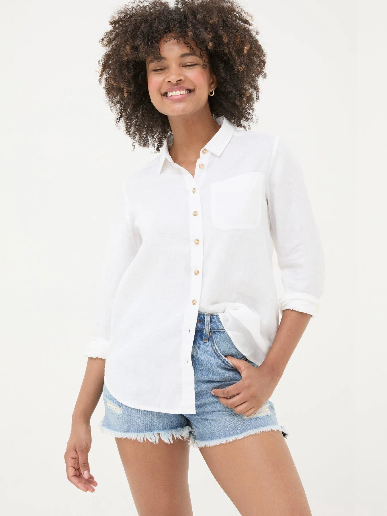 FatFace Olivia Linen Shirt - White