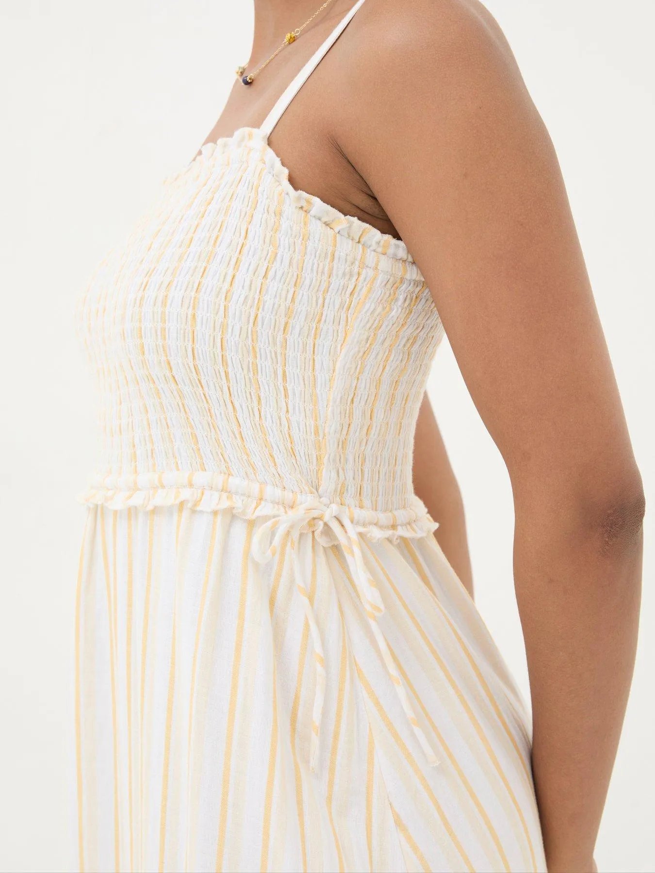 FatFace Stripe Tiered Strappy Maxi Dress - Yellow