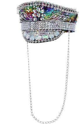 Fever Deluxe Sequin Studded Captains Hat