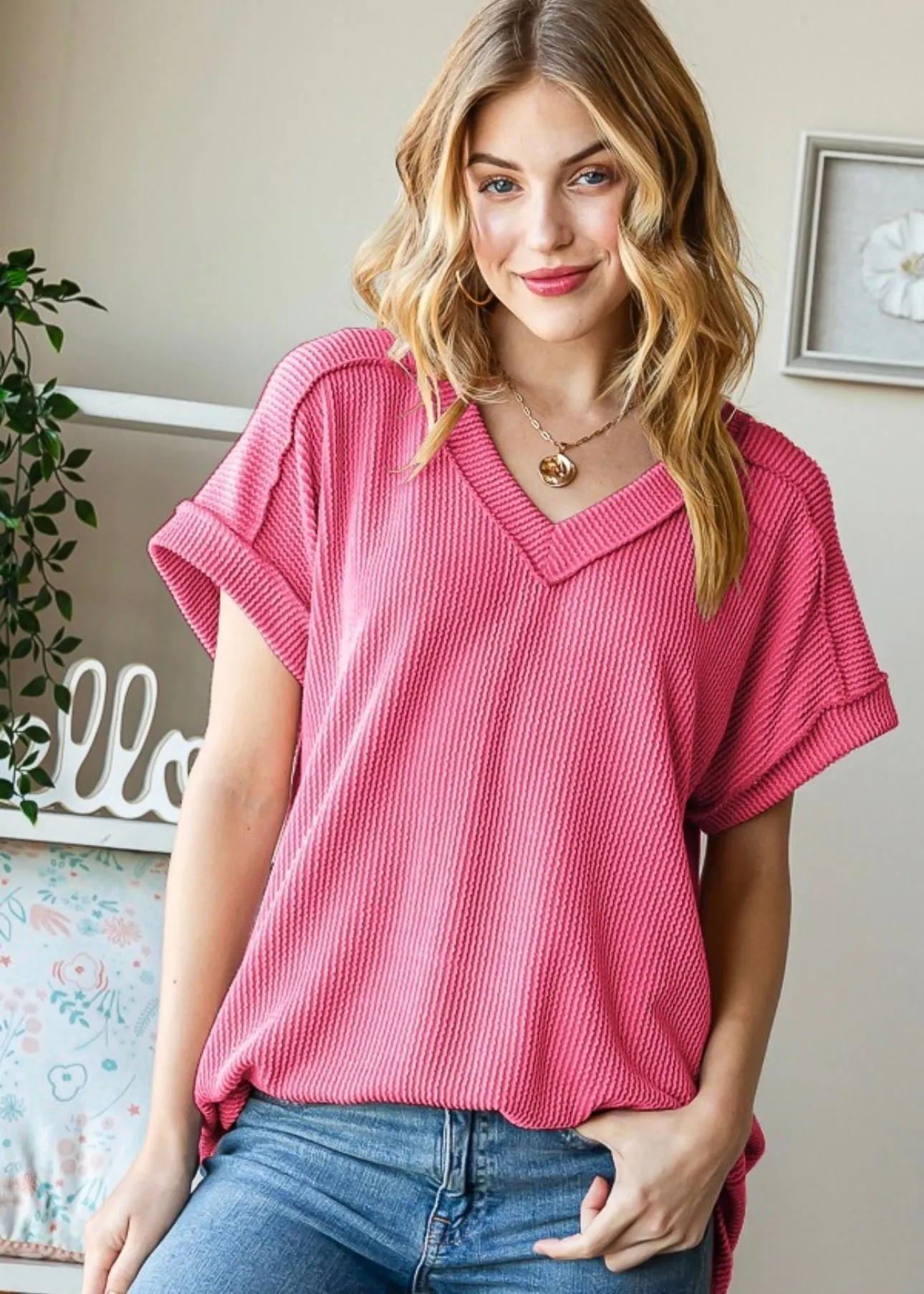 FINAL SALE - Isla Ribbed Vneck Tops - 9 Colors!