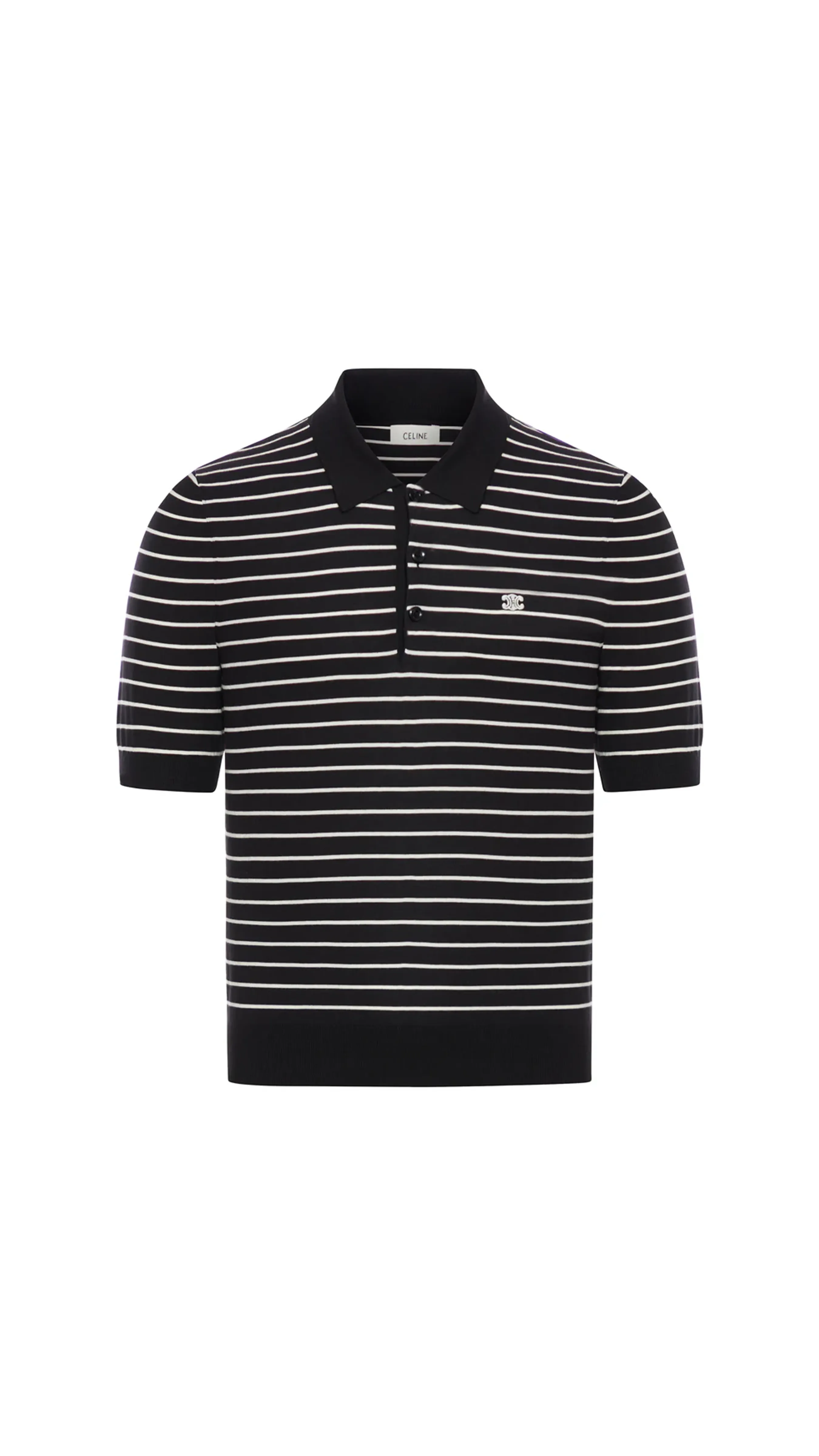 Fine Wool Stripe Polo - Black/White