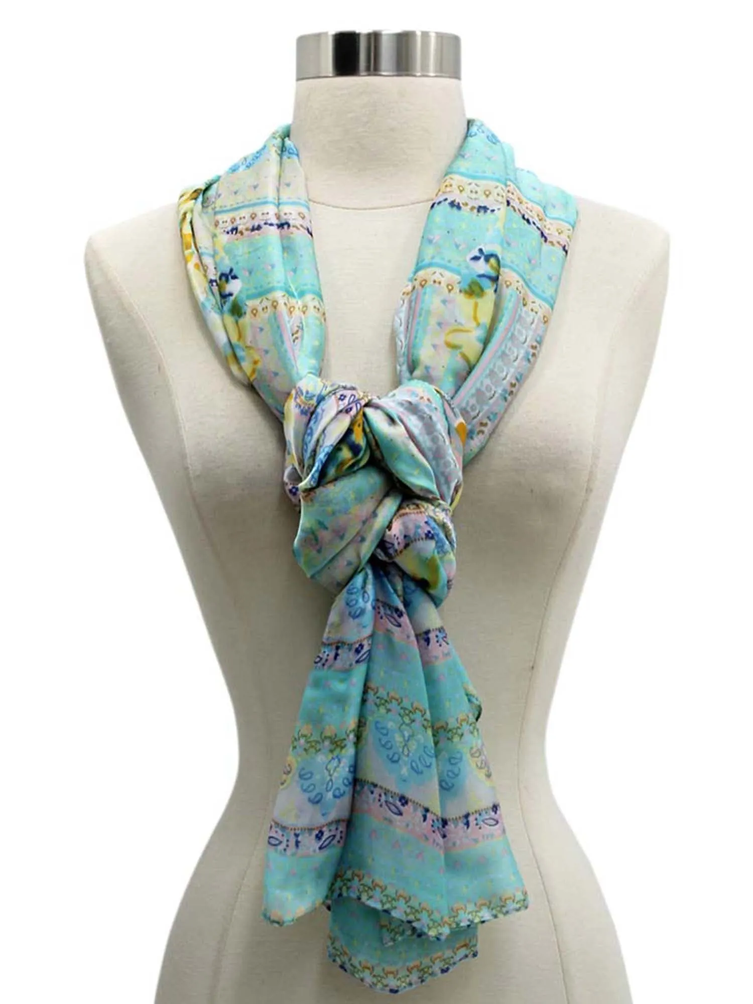 Floral Paisley Satin Lightweight Scarf For Women