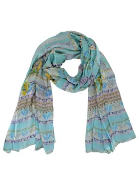 Floral Paisley Satin Lightweight Scarf For Women