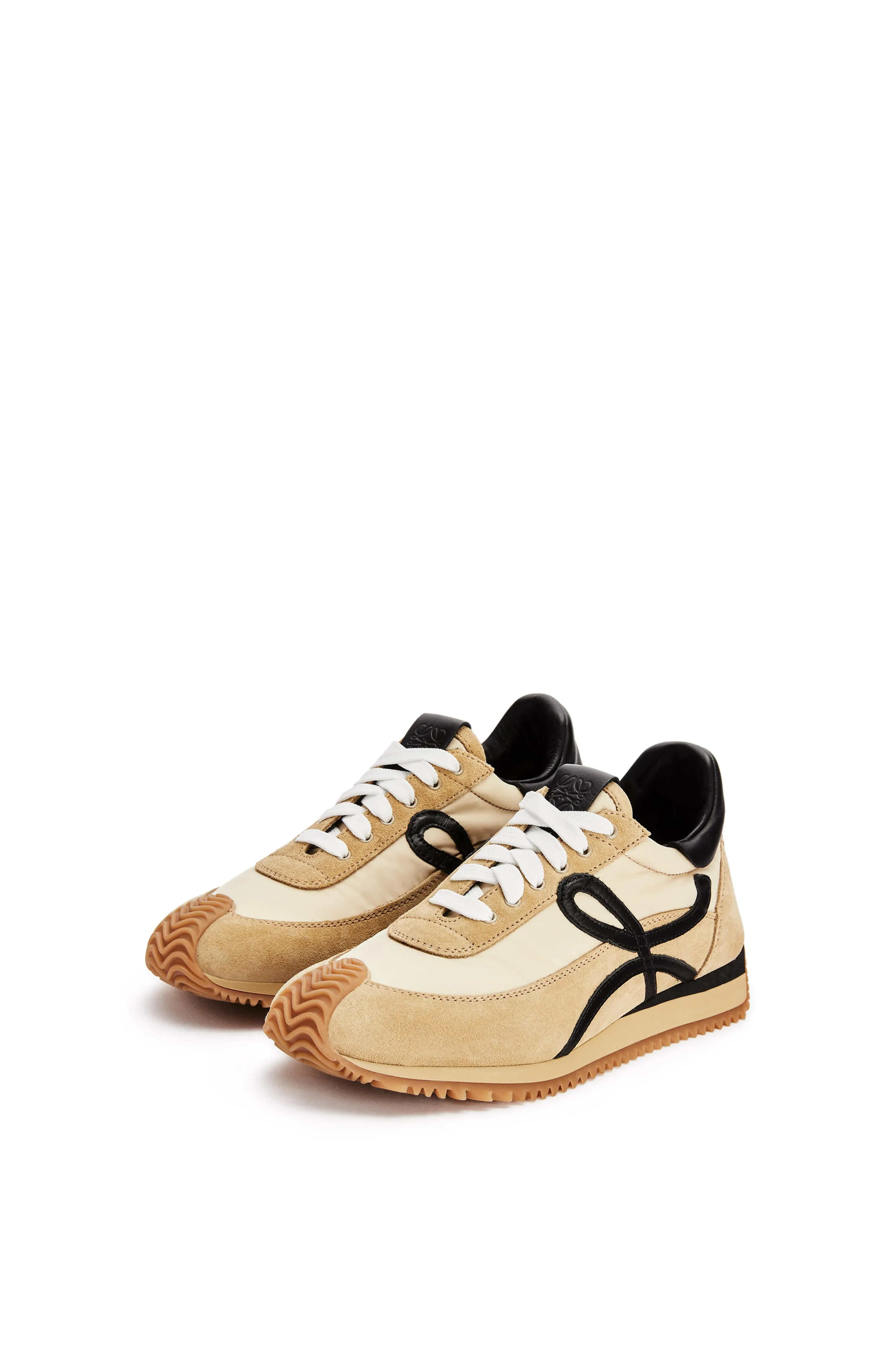 Flow Runner Sneakers in Suede and Nylon - Black/Gold