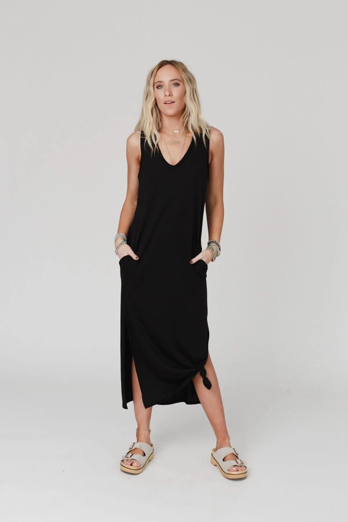 Forever Favorite Sleeveless Slit Maxi Dress - Black