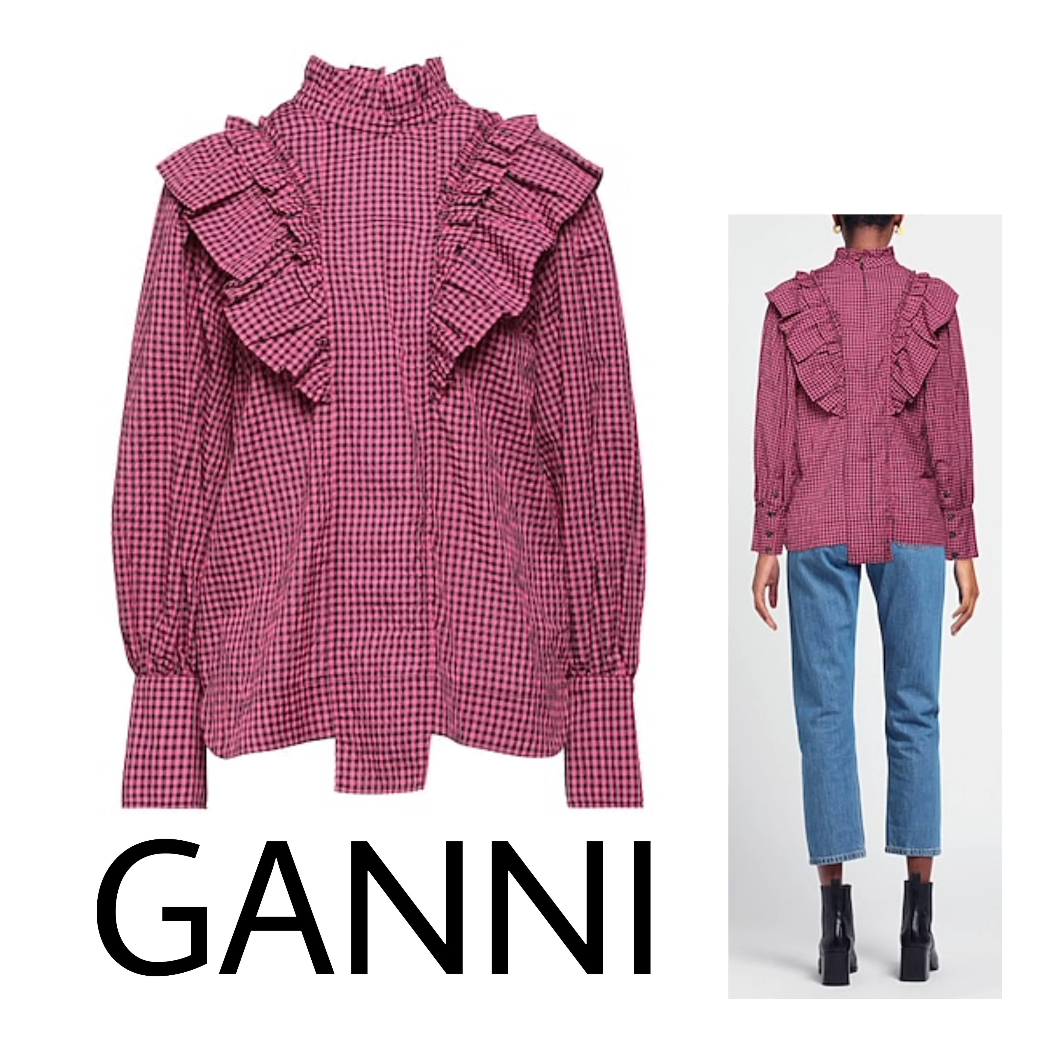 Ganni  |Other Plaid Patterns Casual Style Blended Fabrics