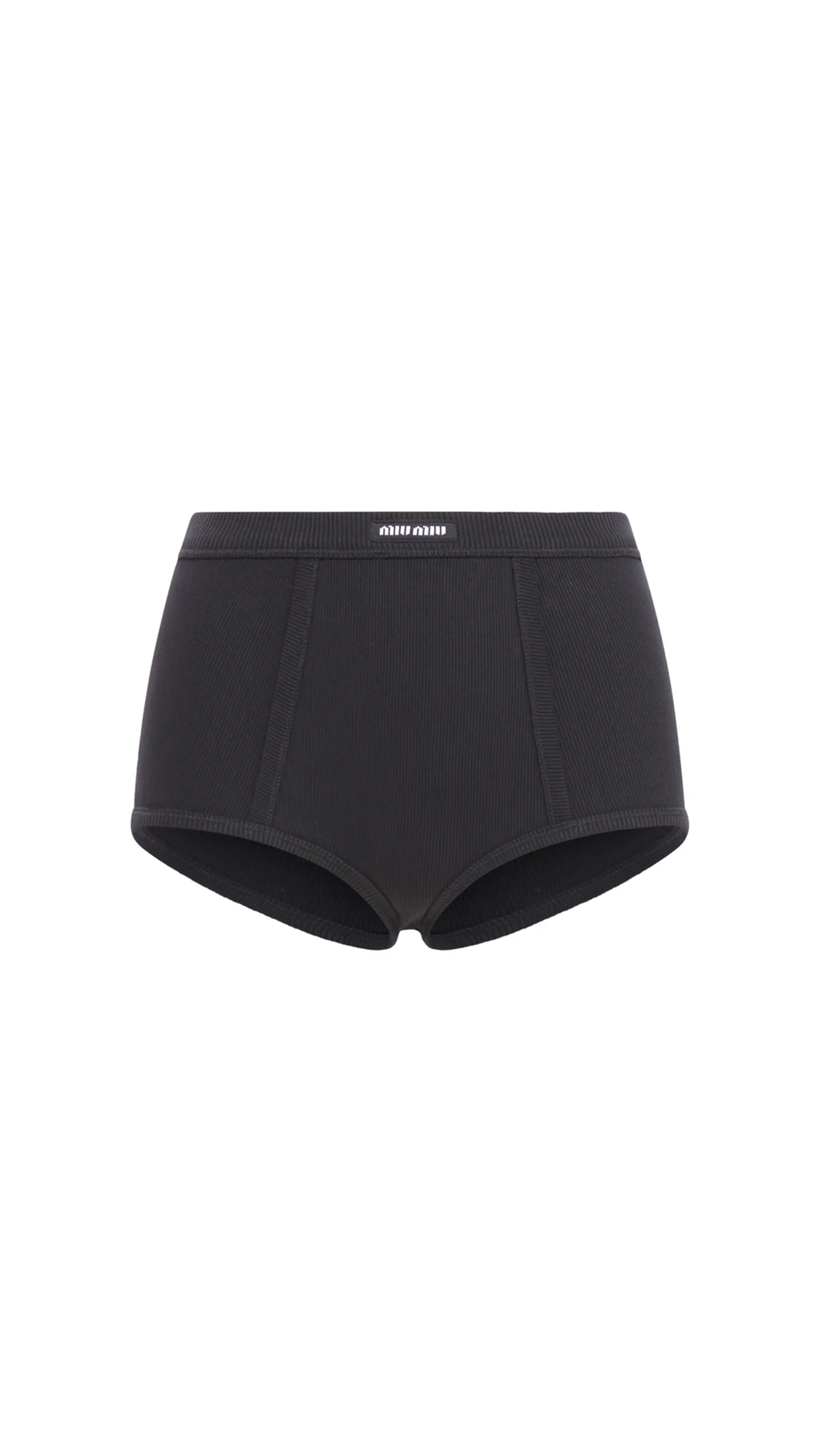 Garment-Dyed Ribbed Boxer Shorts - Black