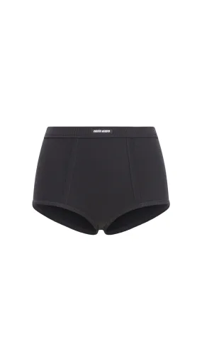 Garment-Dyed Ribbed Boxer Shorts - Black