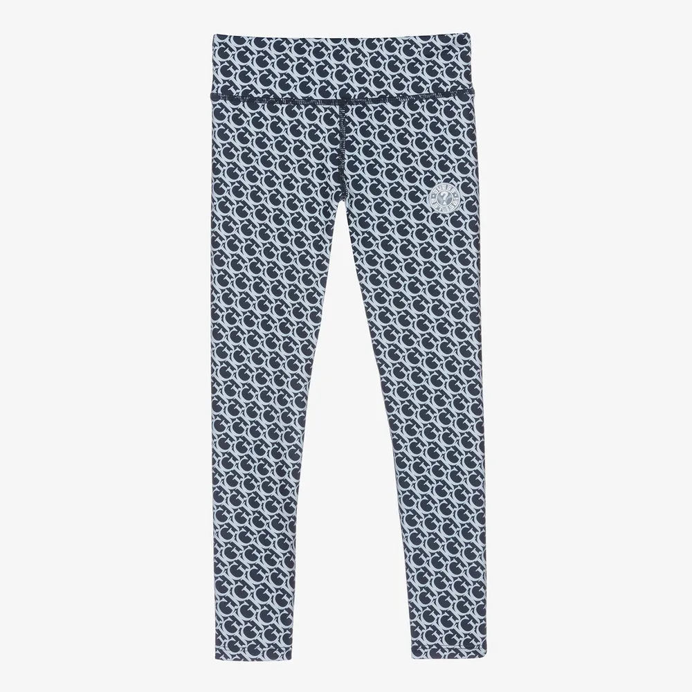 Girls Blue Logo Leggings