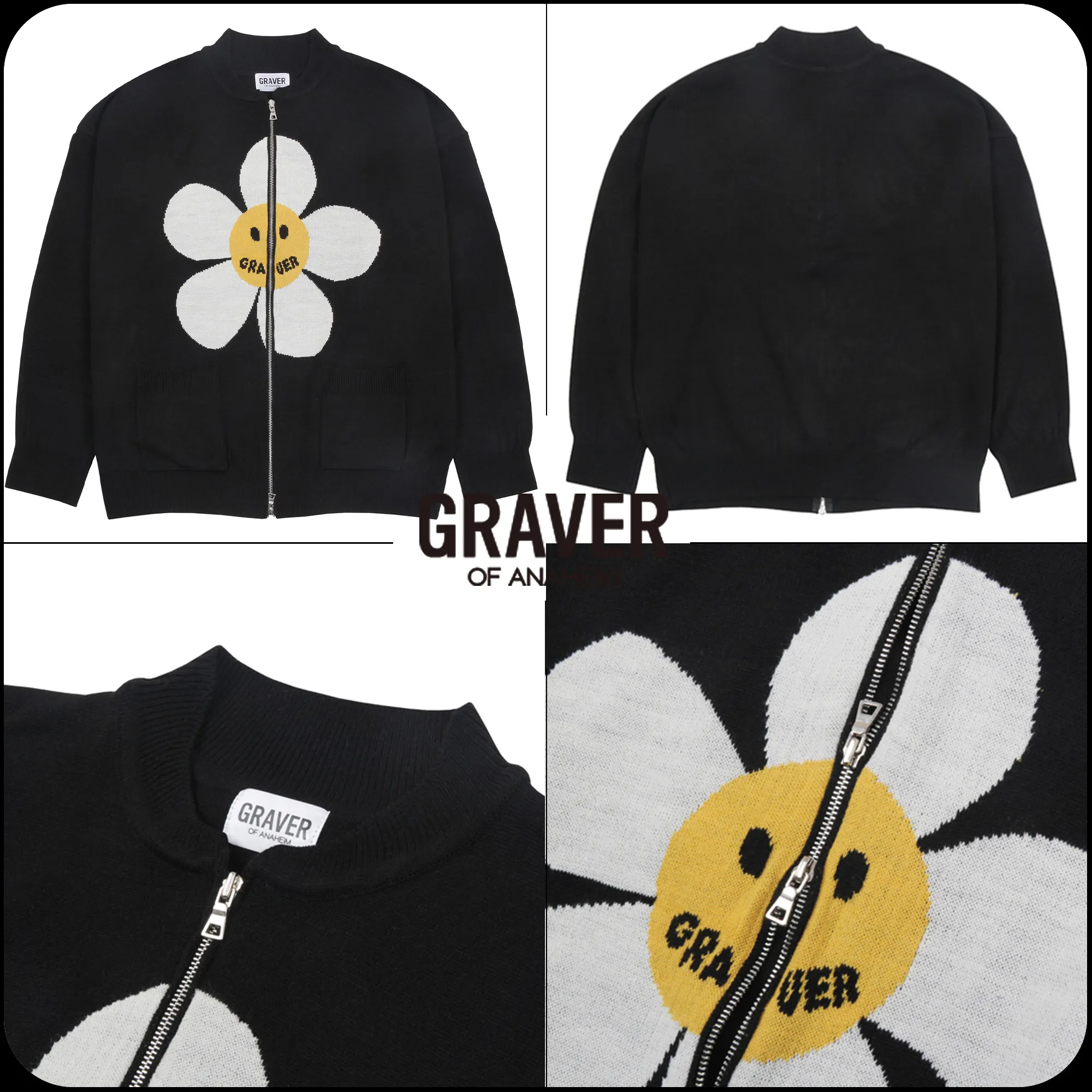 GRAVER  |[GRAVER]★FLOWER SMILE KNIT ZIPPER CARDIGAN