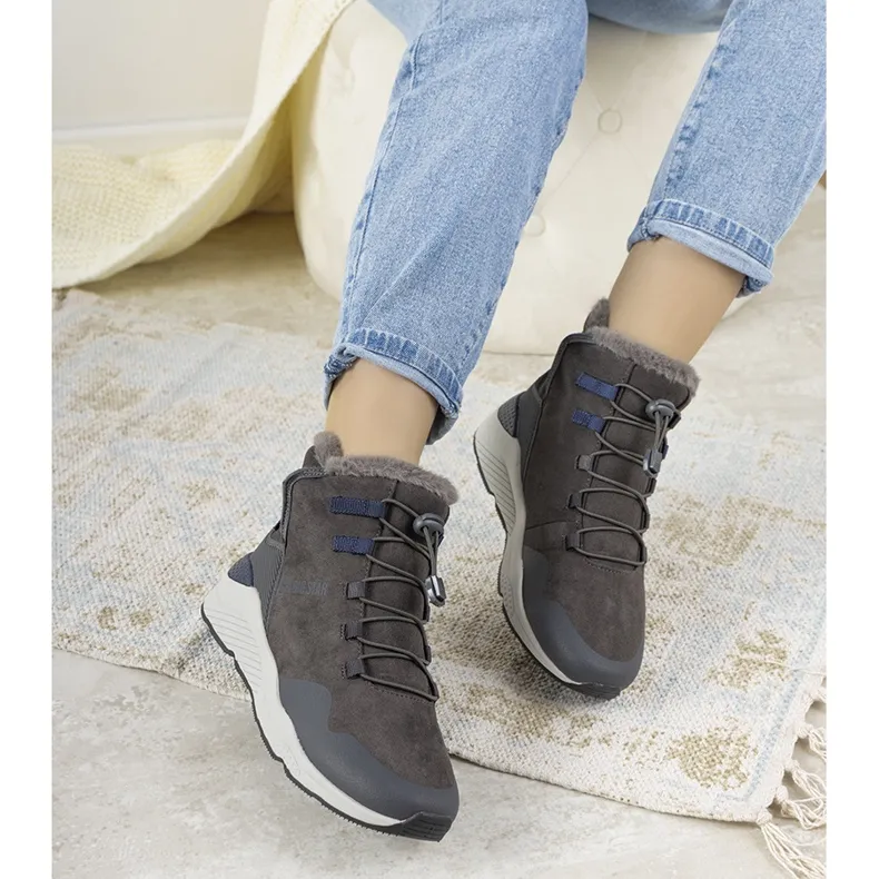 Gray, stylish snow boots from Big Star for women from Cotto grey