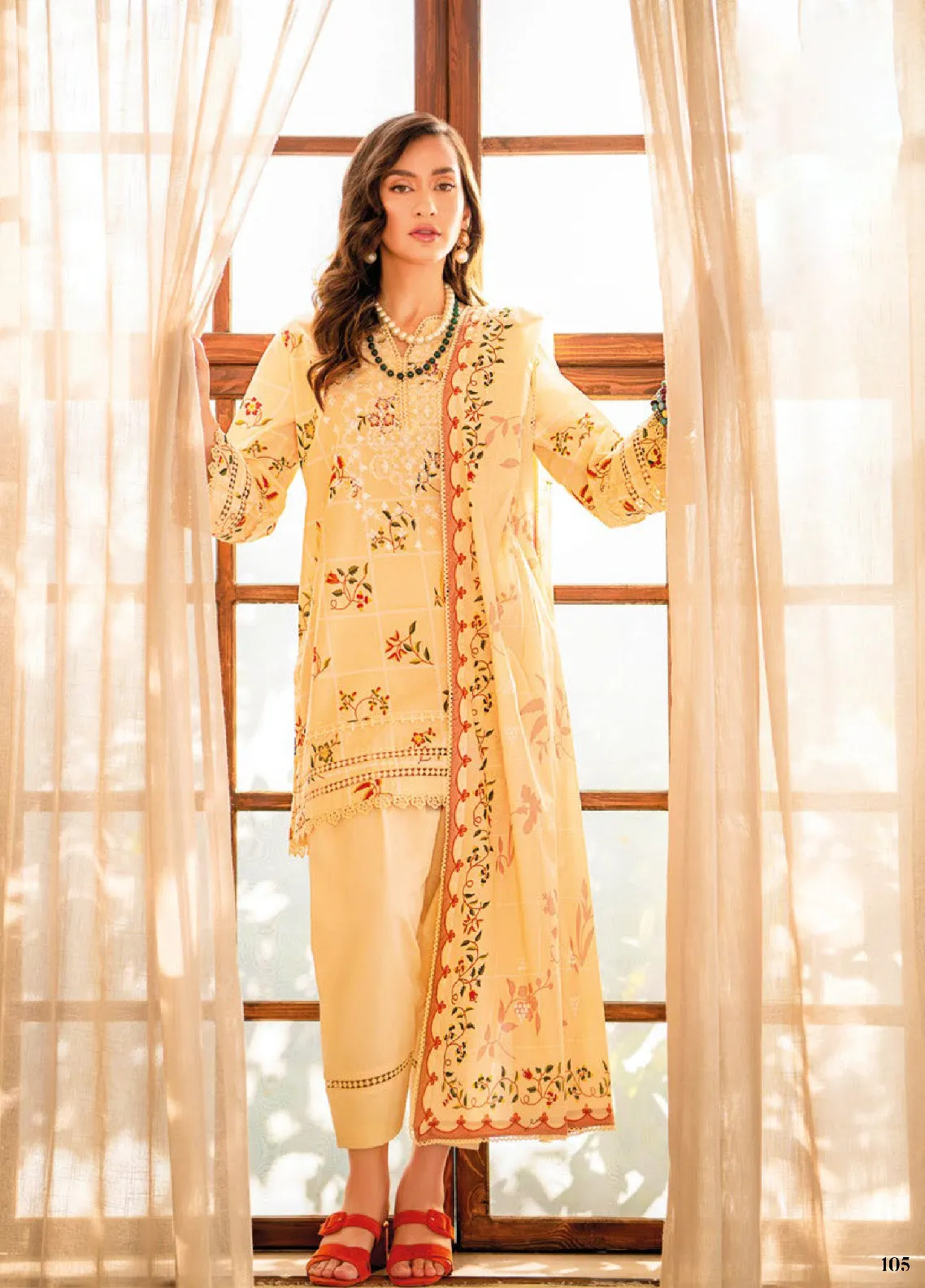 Gul Ahmed Embroidered Lawn Unstitched 3 Piece Suit - GA24EL CL-42041