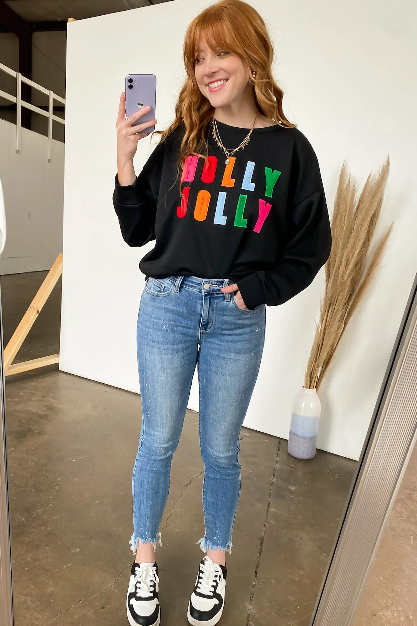 Holly Jolly French Terry Oversized Pullover - FINAL SALE