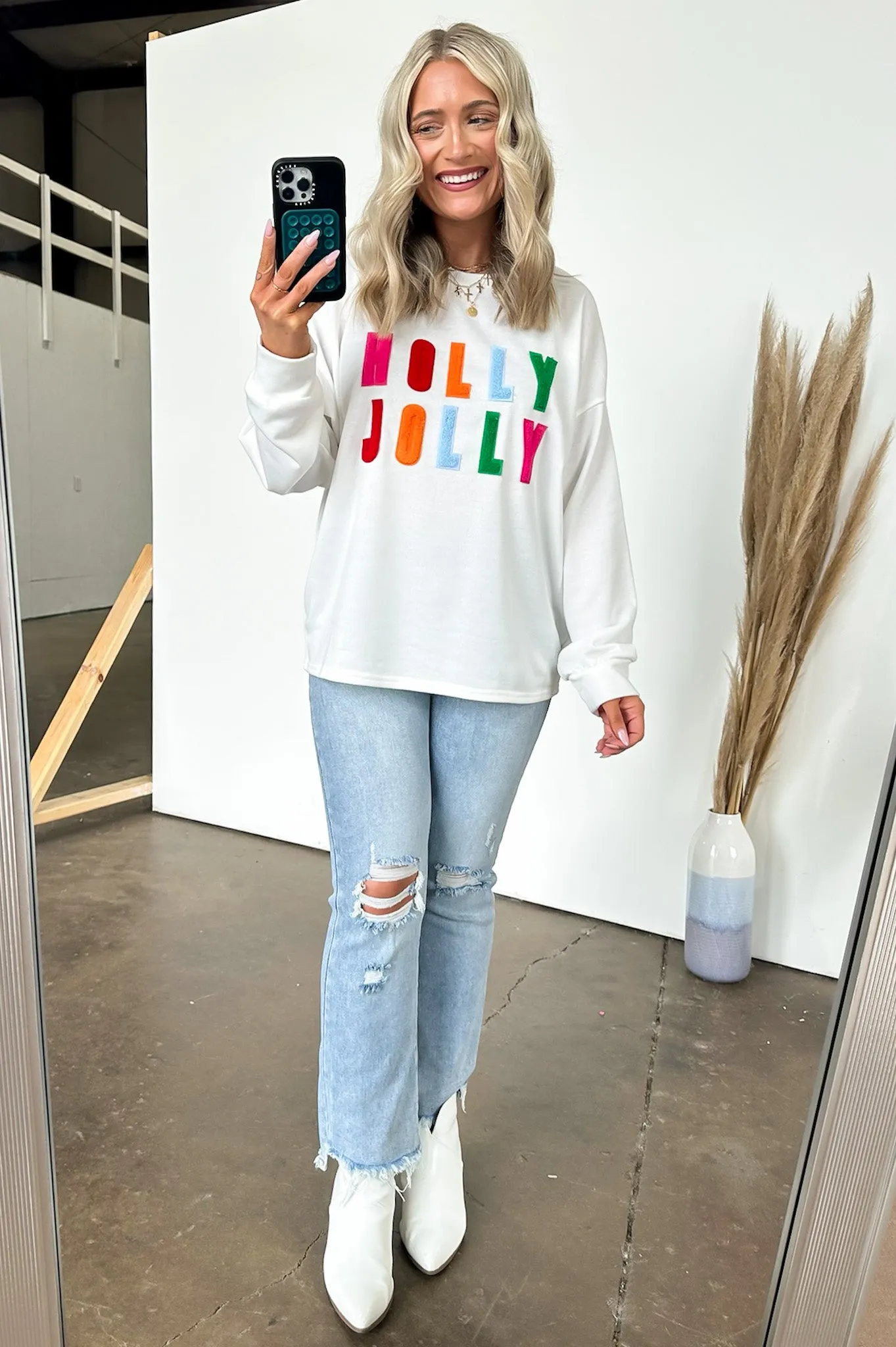 Holly Jolly French Terry Oversized Pullover - FINAL SALE