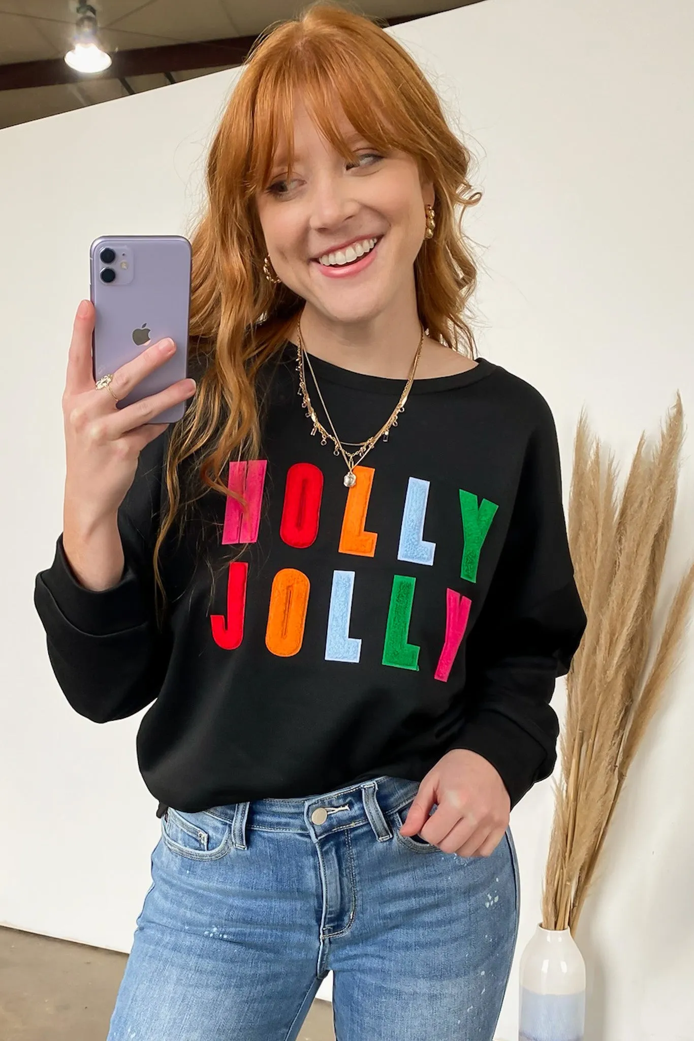 Holly Jolly French Terry Oversized Pullover - FINAL SALE