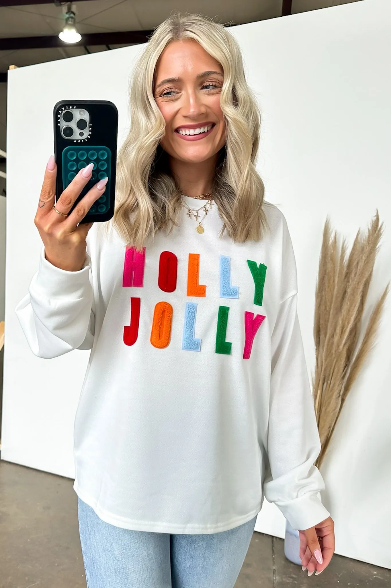 Holly Jolly French Terry Oversized Pullover - FINAL SALE