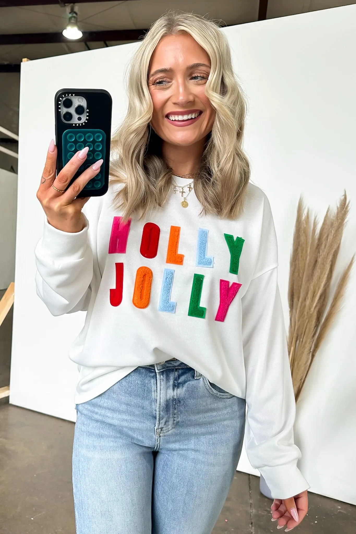 Holly Jolly French Terry Oversized Pullover - FINAL SALE