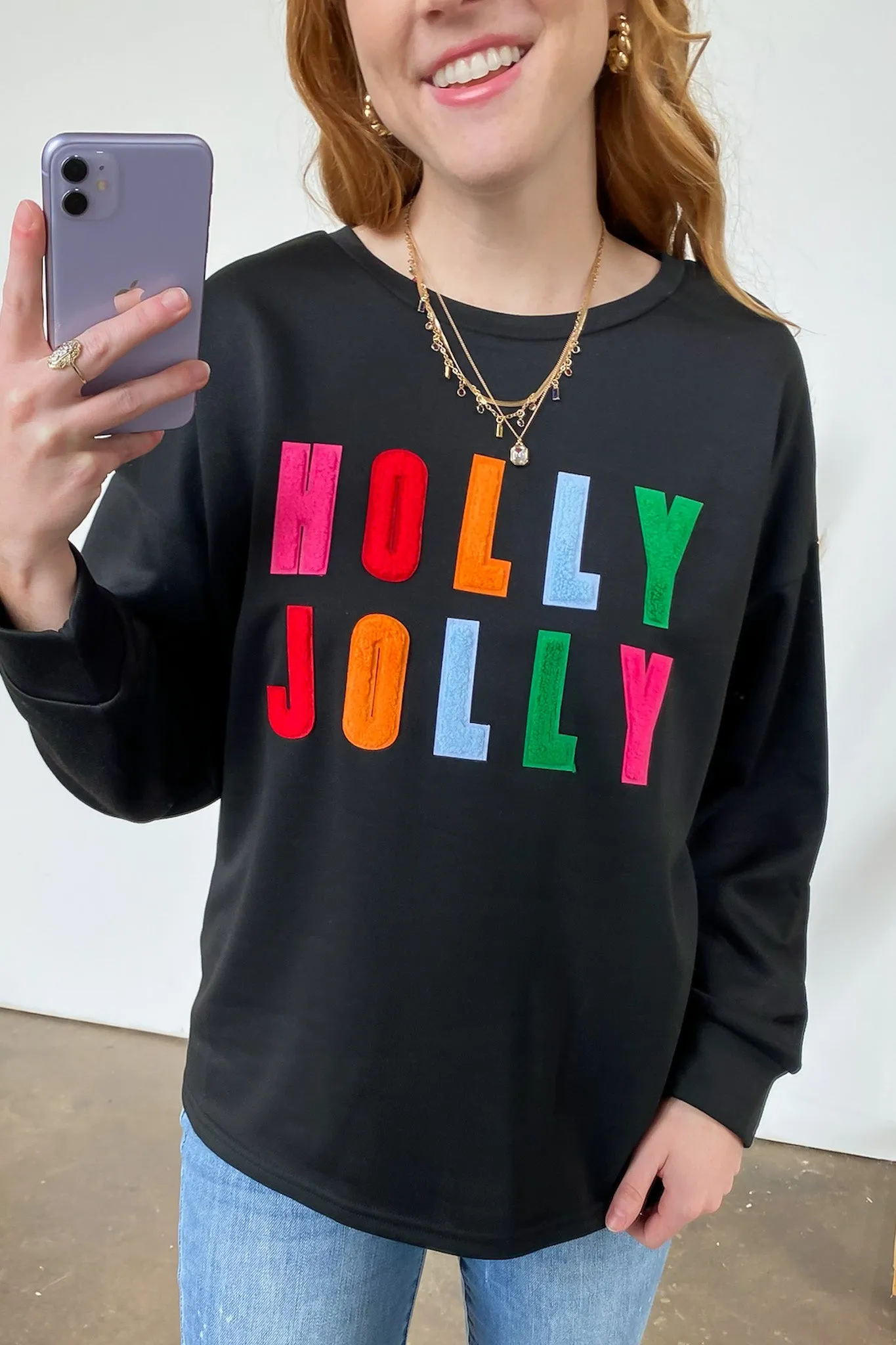 Holly Jolly French Terry Oversized Pullover - FINAL SALE