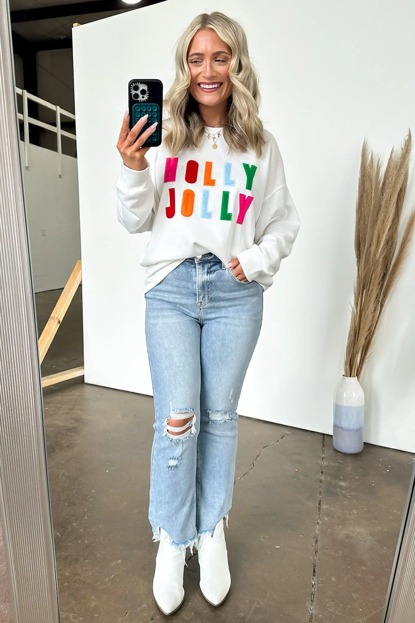 Holly Jolly French Terry Oversized Pullover - FINAL SALE