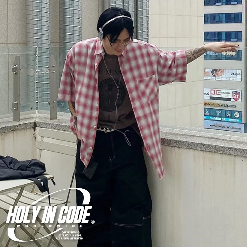 HOLY IN CODE  |Other Plaid Patterns Casual Style Unisex Street Style Cotton