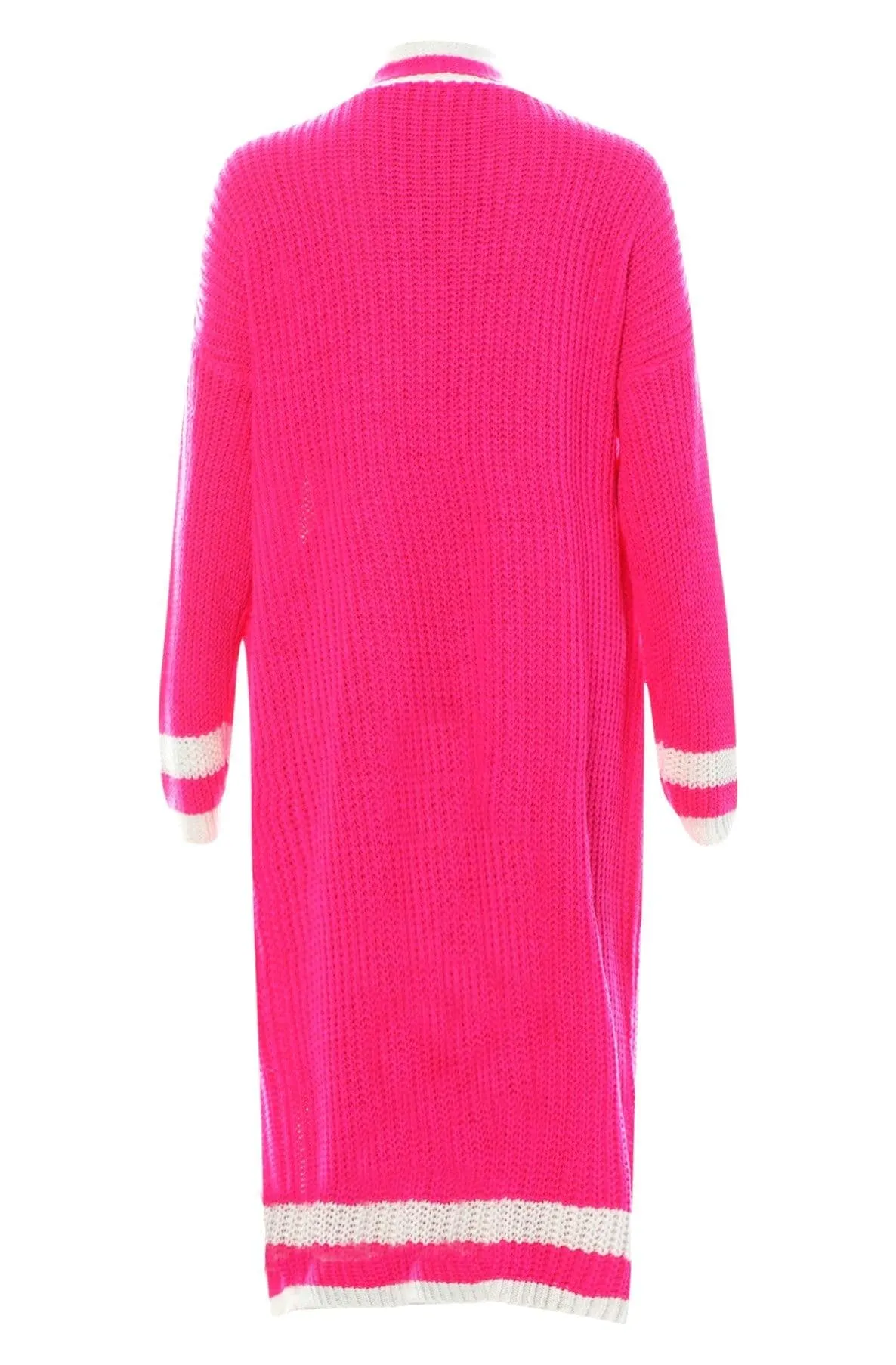 Hot Pink Kiki Longline Knitted Cardigan